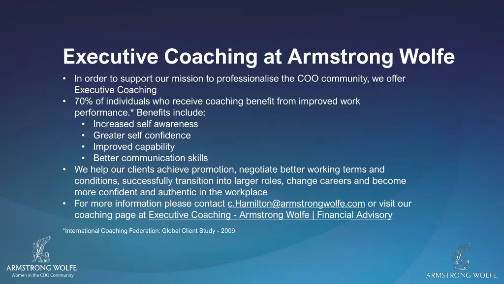 executive coaching at armstrong wolfe