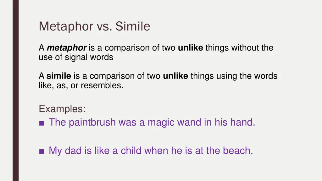 metaphor vs simile