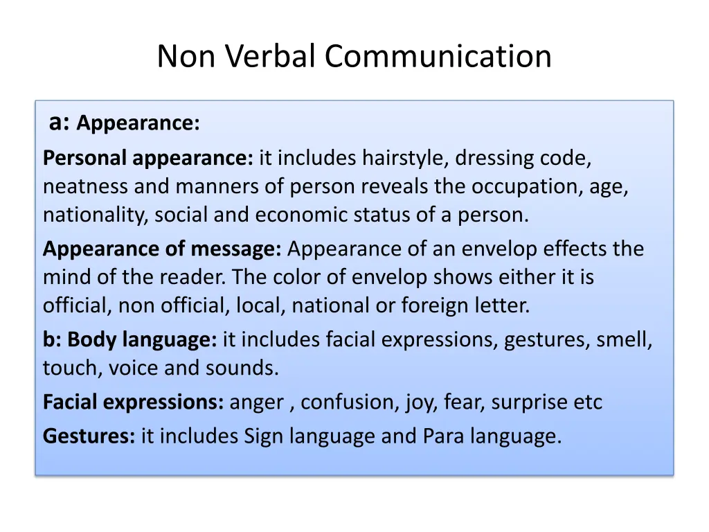 non verbal communication