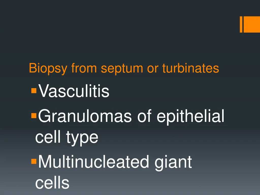 biopsy from septum or turbinates vasculitis