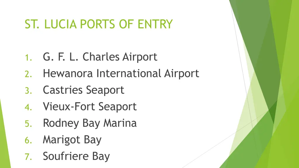 st lucia ports of entry