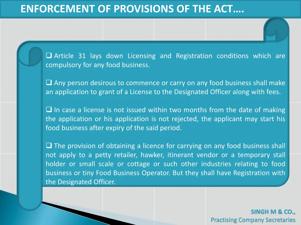 enforcement of provisions of the act