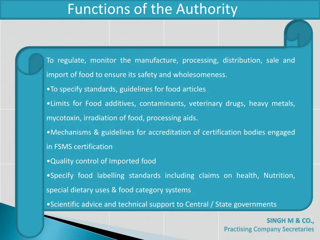 functions of the authority