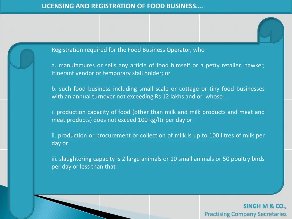 licensing and registration of food business