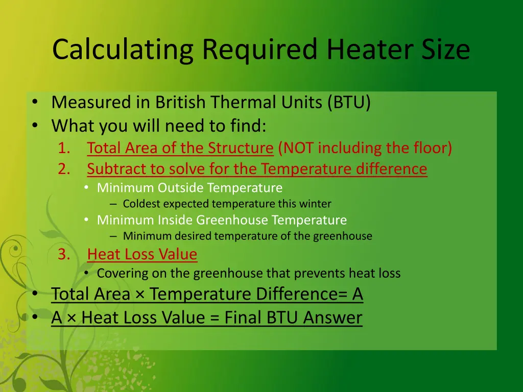 calculating required heater size