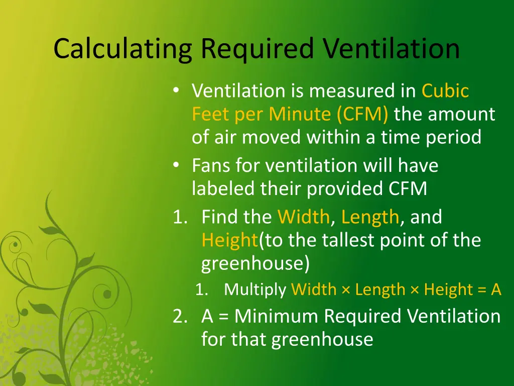 calculating required ventilation