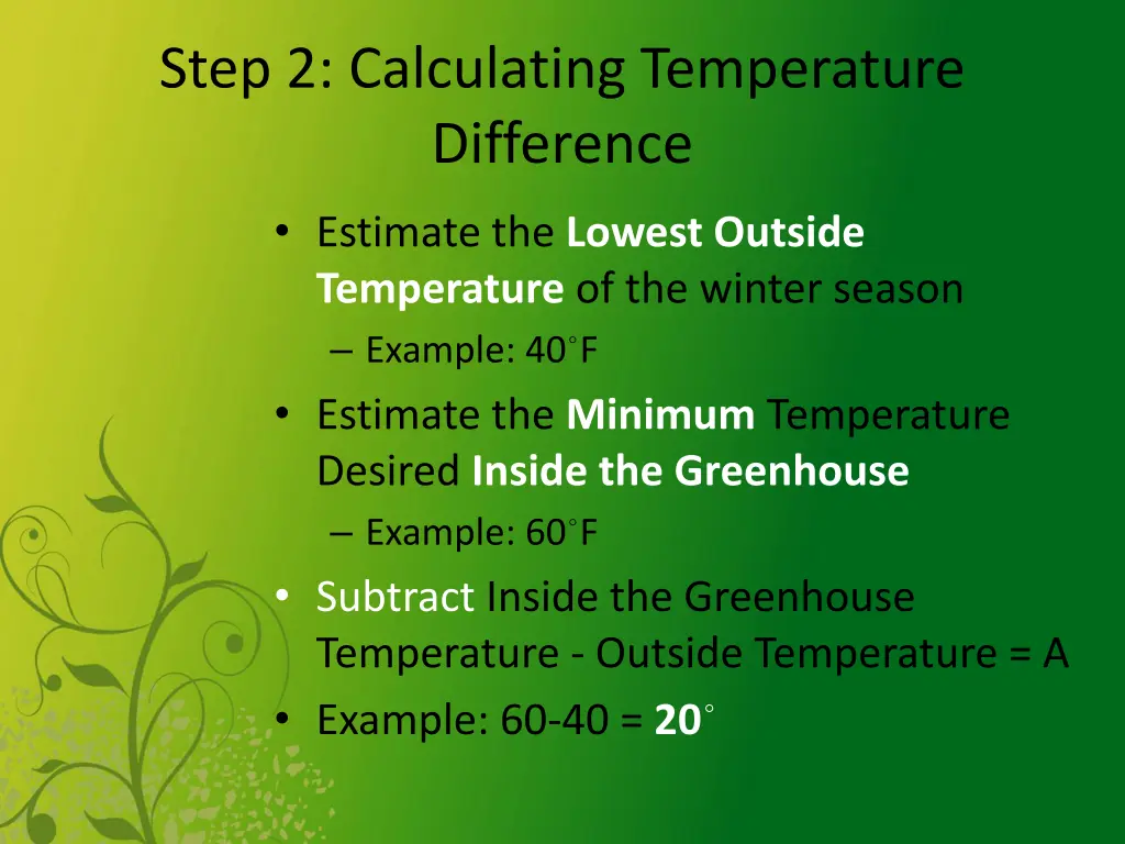 step 2 calculating temperature difference