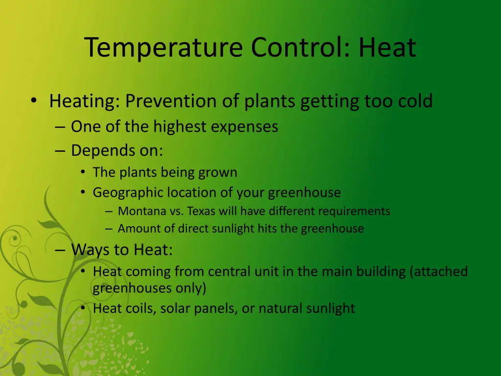 temperature control heat