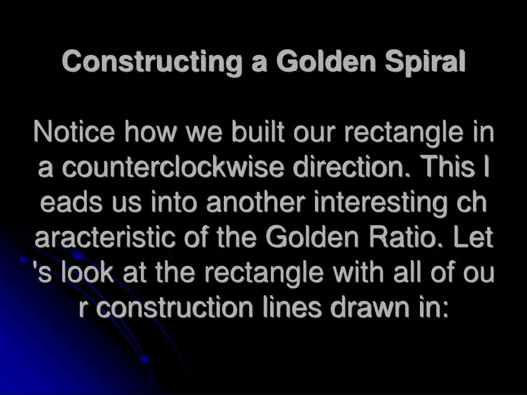 constructing a golden spiral