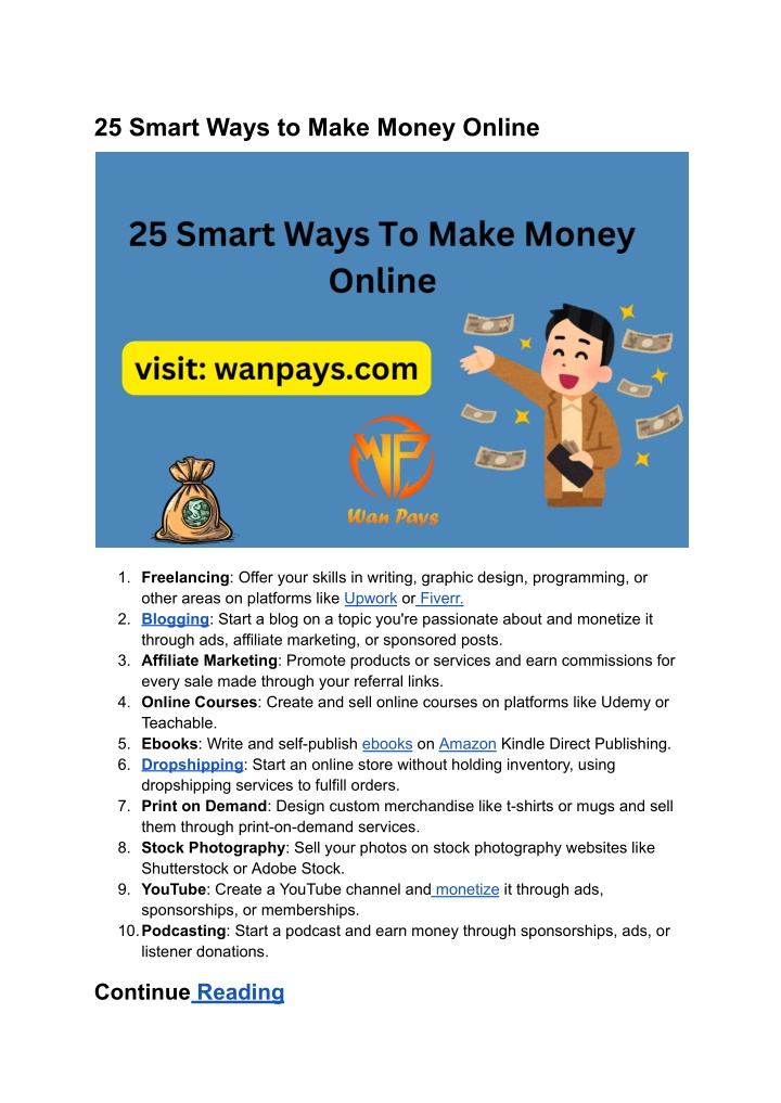 25 smart ways to make money online