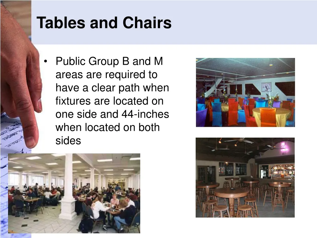 tables and chairs