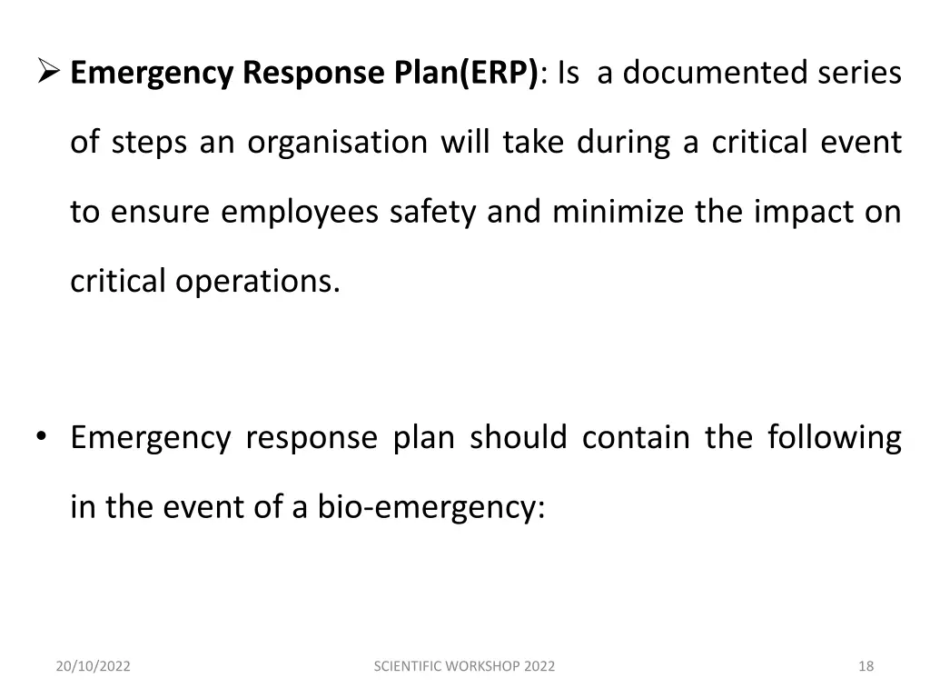 emergency response plan erp is a documented series