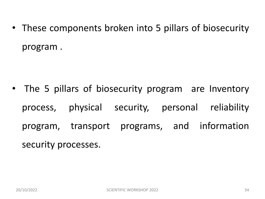 these components broken into 5 pillars