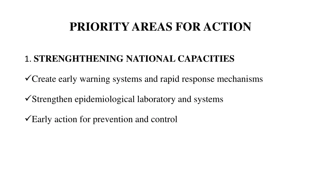 priority areas for action