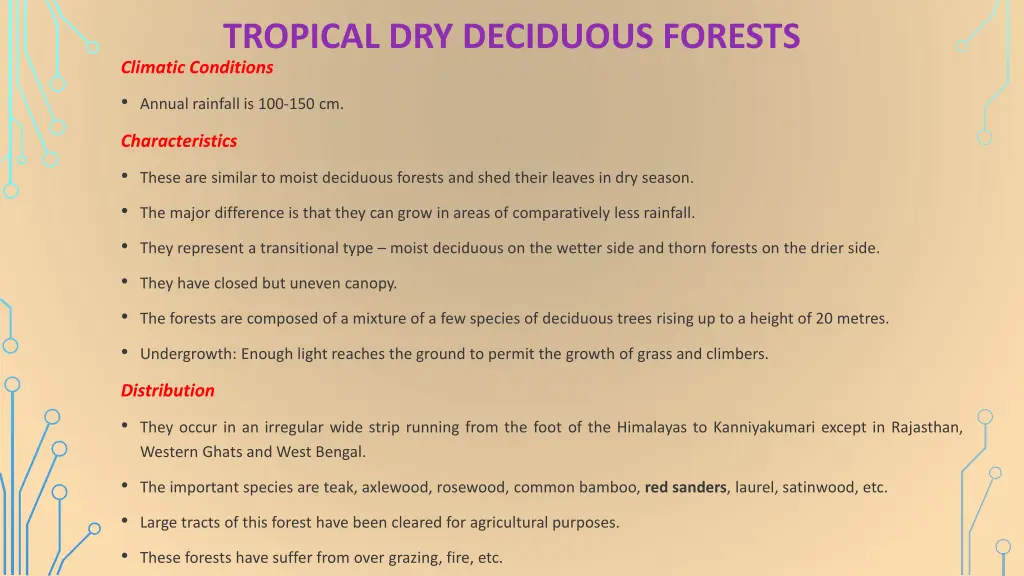 tropical dry deciduous forests climatic conditions