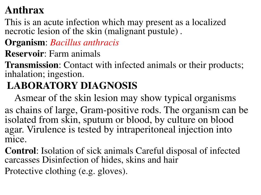 anthrax this is an acute infection which