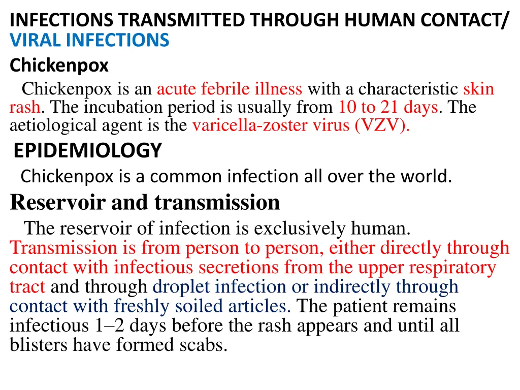 infections transmitted through human contact