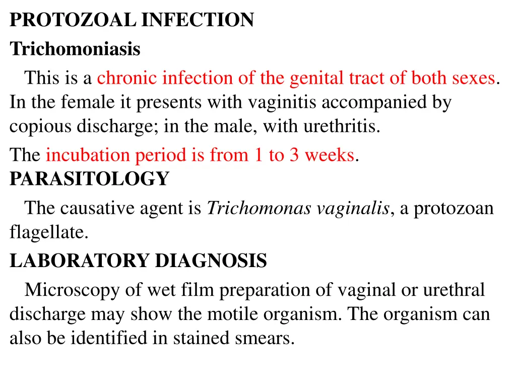 protozoal infection trichomoniasis this