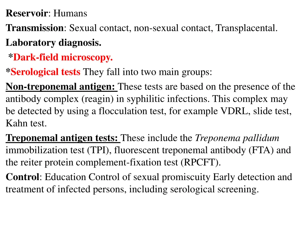 reservoir humans transmission sexual contact