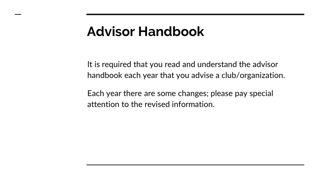 advisor handbook