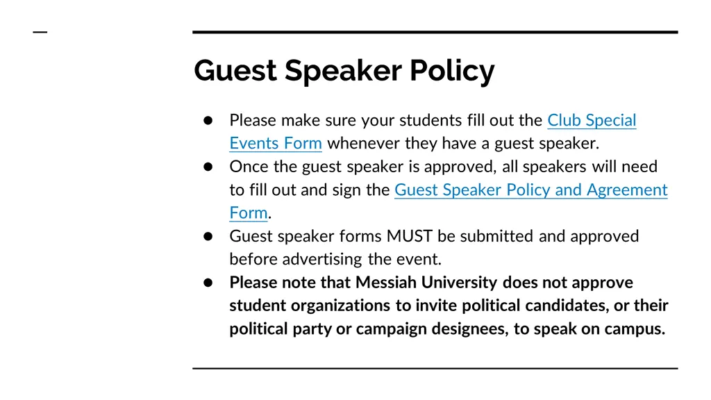 guest speaker policy