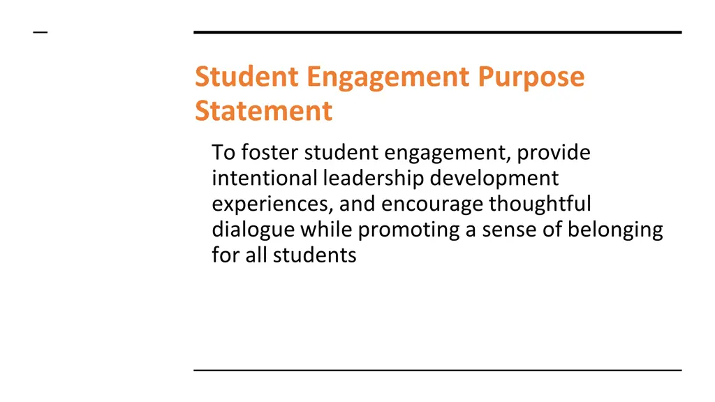 student engagement purpose statement