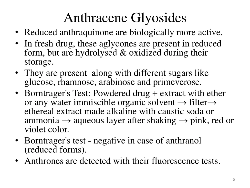 anthracene glyosides reduced anthraquinone