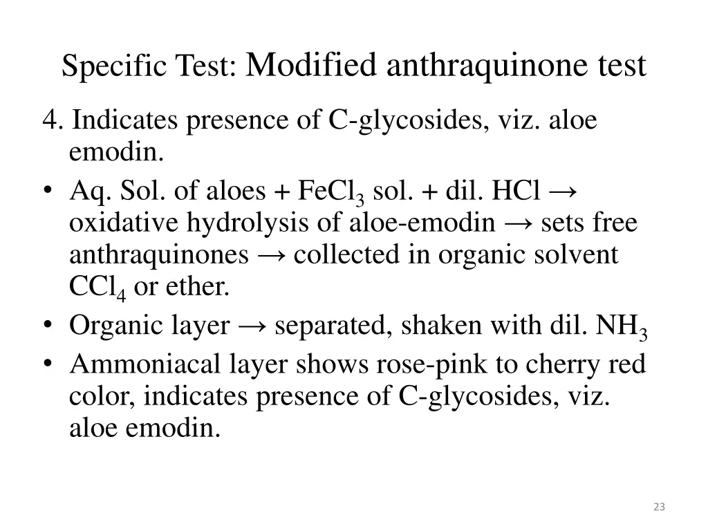 specific test modified anthraquinone test