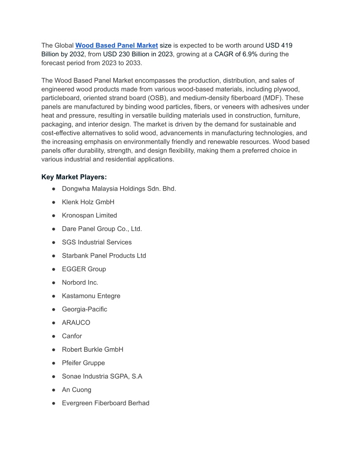 the global wood based panel market size