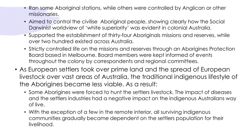 ran some aboriginal stations while others were