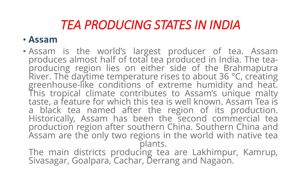 tea producing states in india tea producing