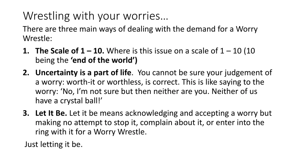 wrestling with your worries there are three main