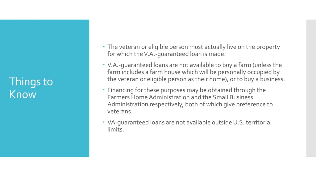 the veteran or eligible person must actually live