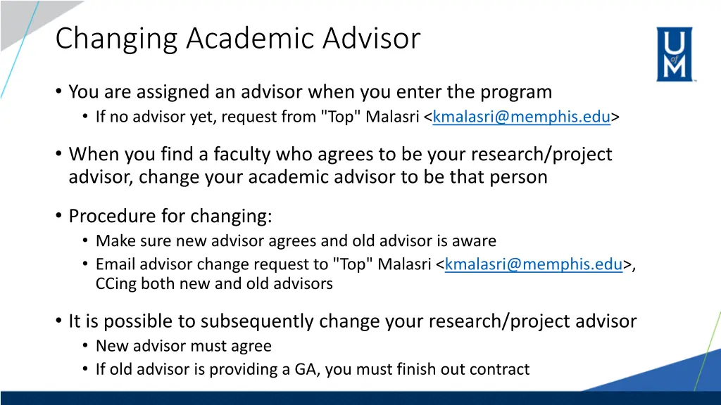 changing academic advisor