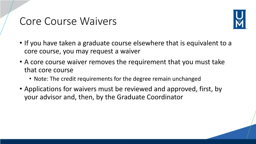 core course waivers