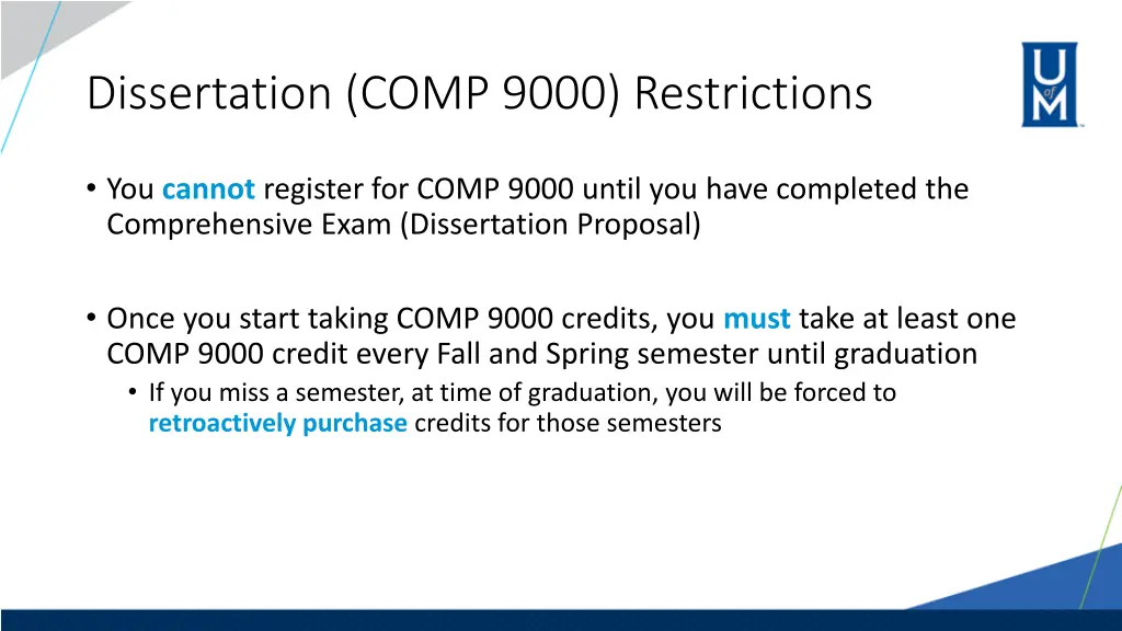 dissertation comp 9000 restrictions