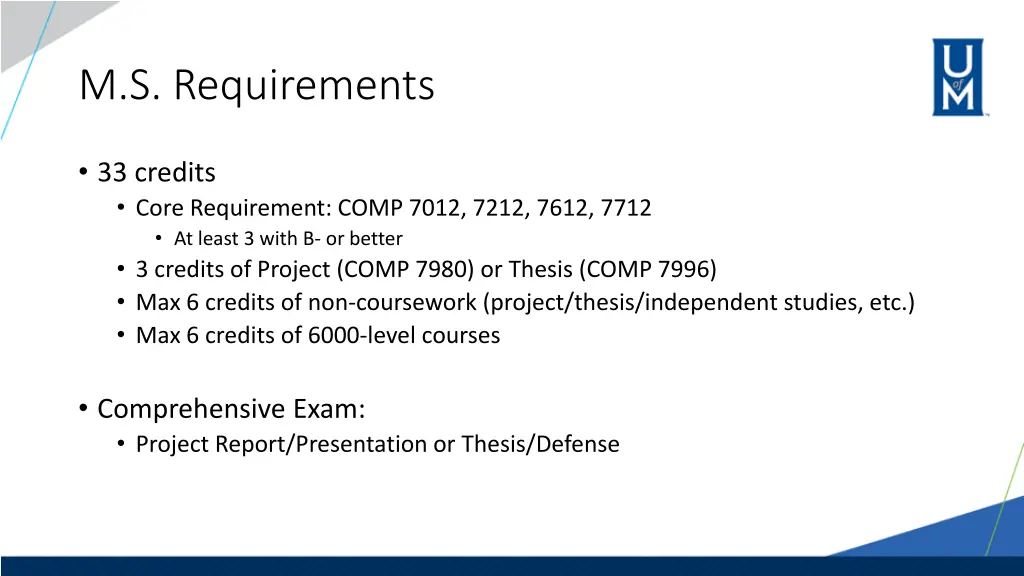 m s requirements