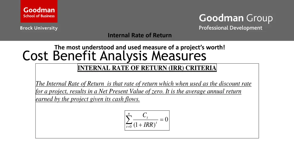 internal rate of return