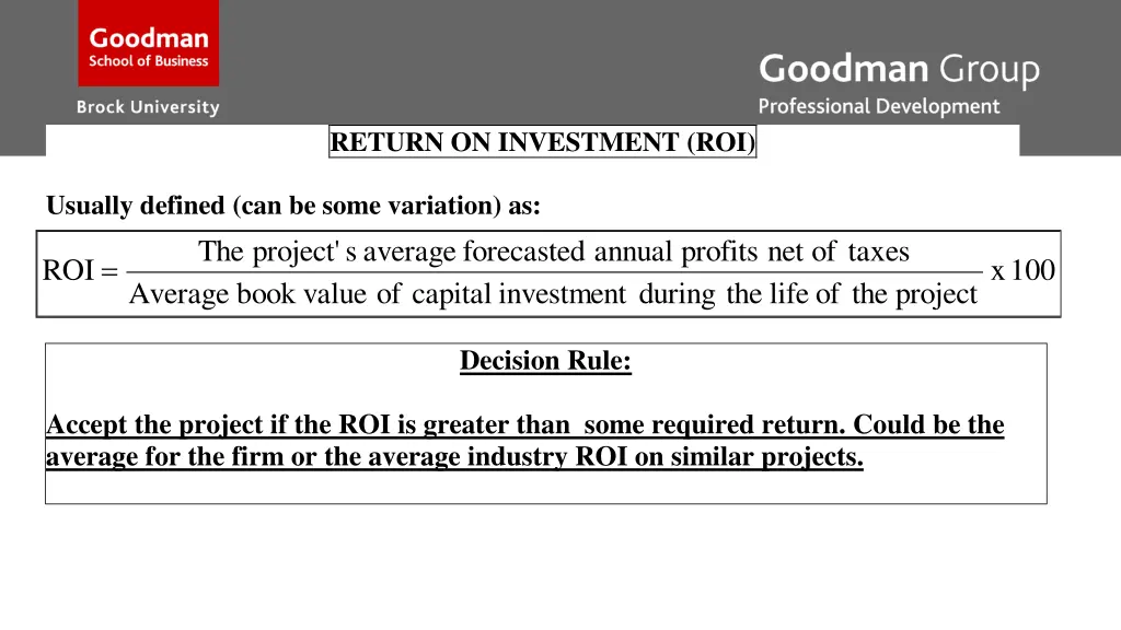 return on investment roi