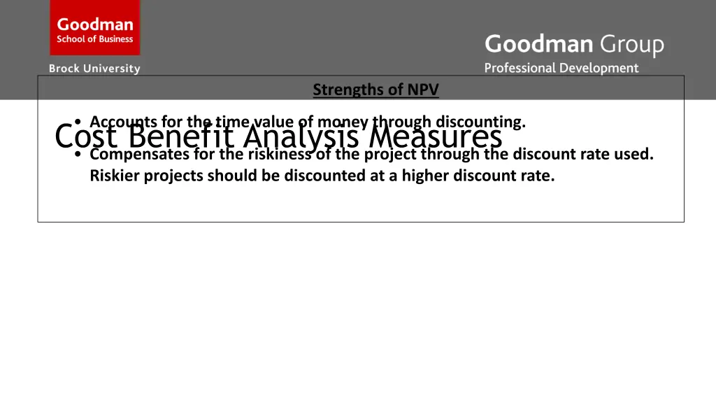 strengths of npv