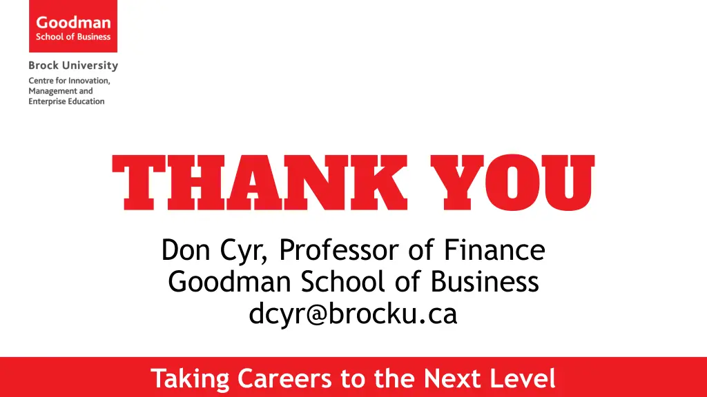 thank you don cyr professor of finance goodman