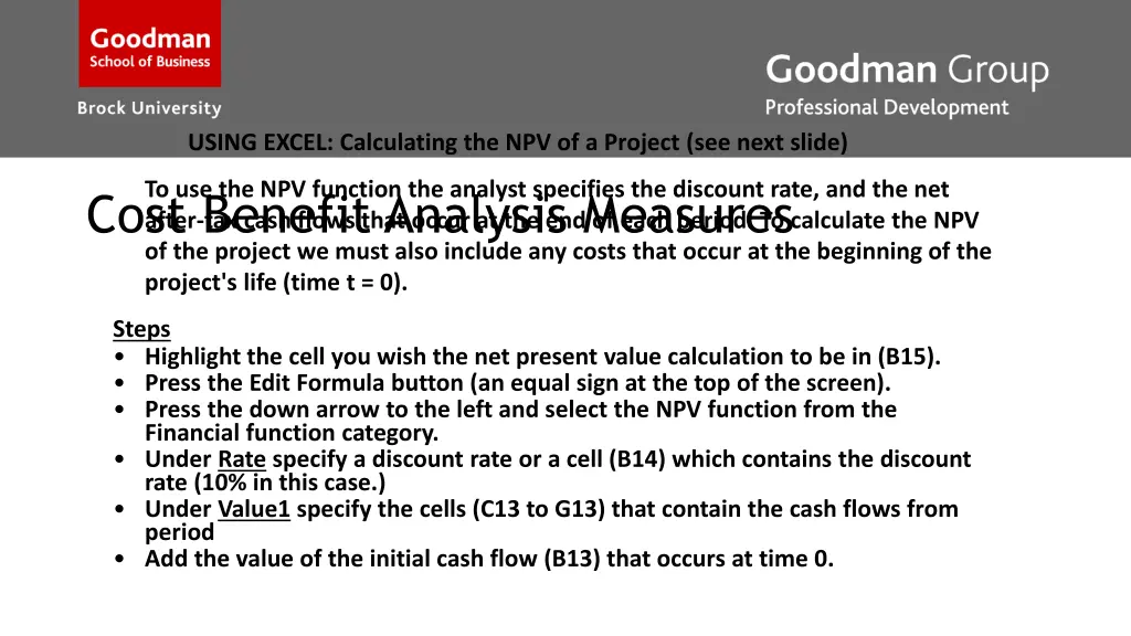 using excel calculating the npv of a project