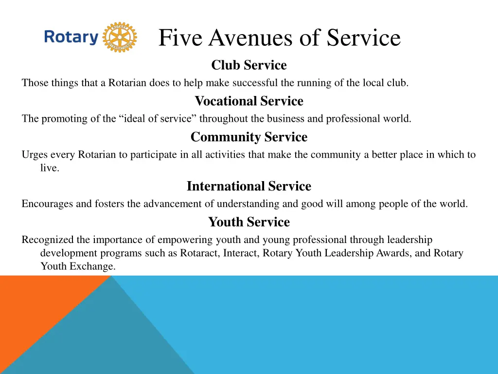 five avenues of service