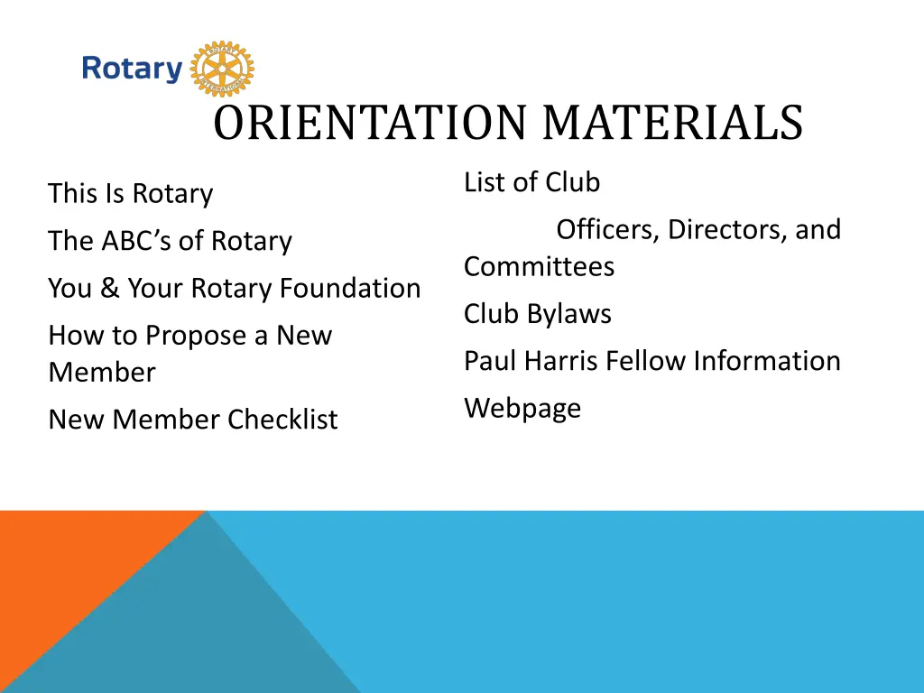 orientation materials