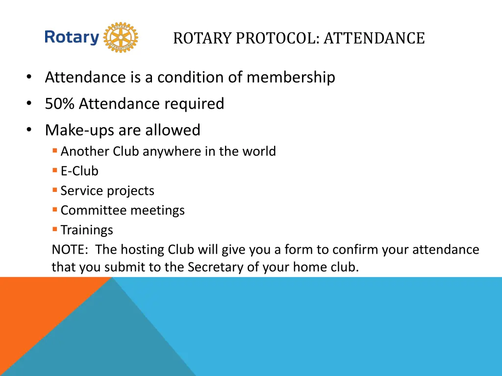 rotary protocol attendance