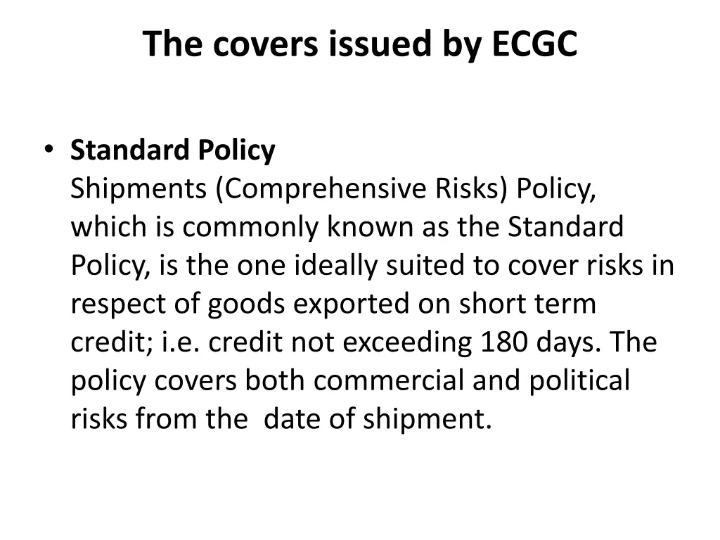 the covers issued by ecgc 1