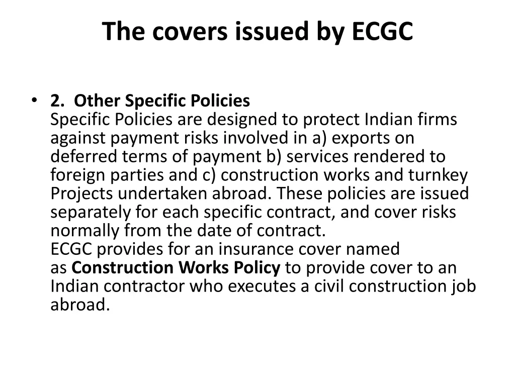 the covers issued by ecgc 2