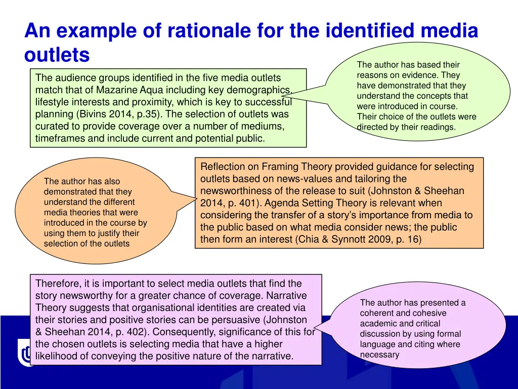 an example of rationale for the identified media