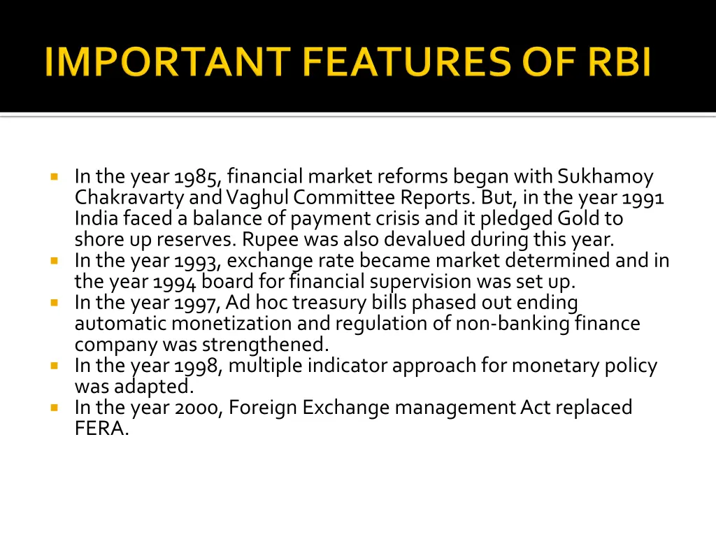 in the year 1985 financial market reforms began