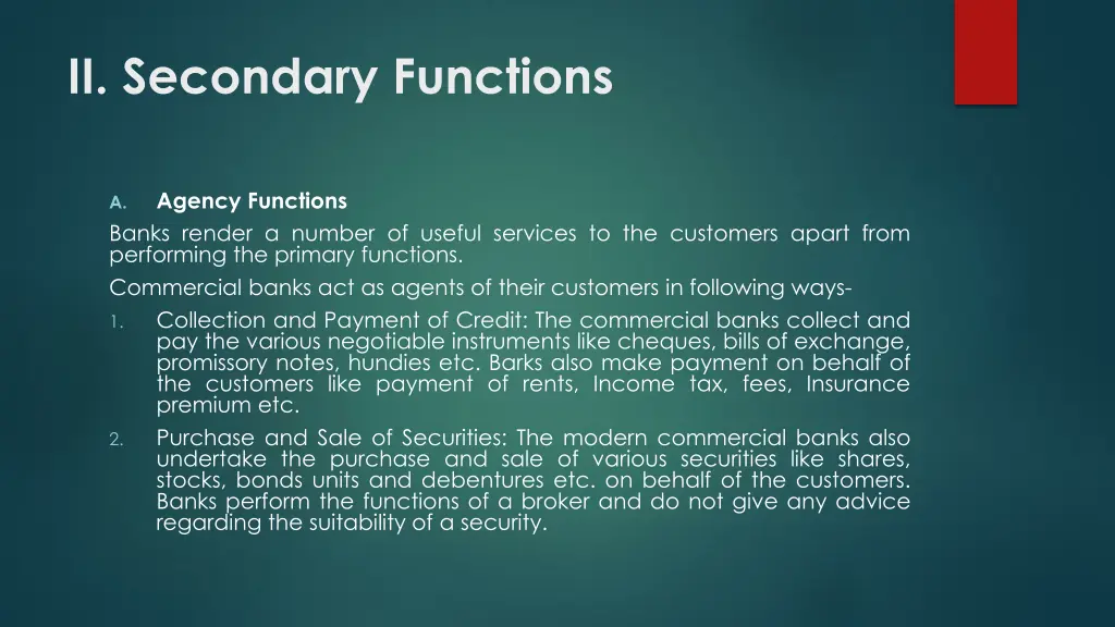 ii secondary functions